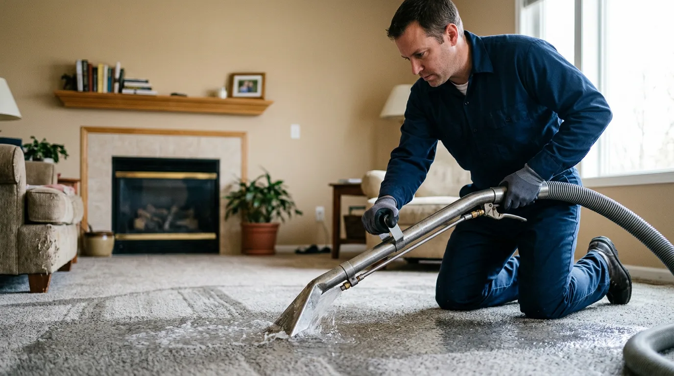 Water damage restoration technician working near Advance, IN